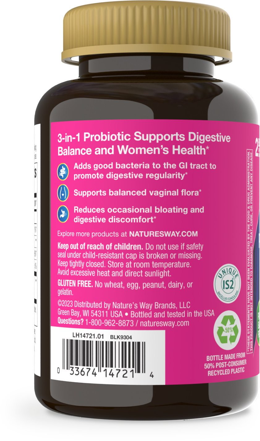 <{%MAIN2_14721E%}>Nature's Way® | 3-in-1 Probiotic Women's Gummy