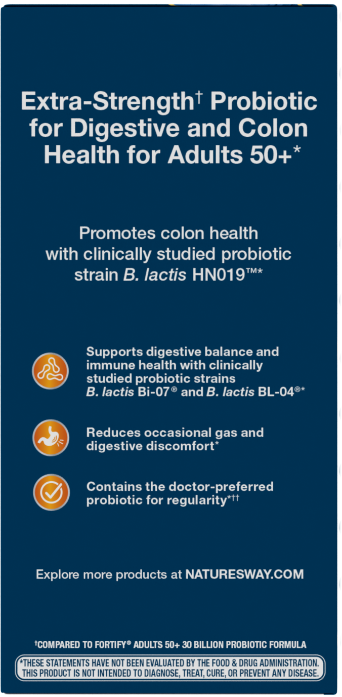 <{%MAIN3_11582%}>Nature's Way® | Fortify 50 Billion Daily Probiotic Adults 50+ - left side of pack