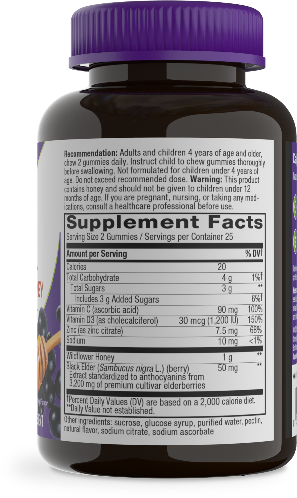 <{%360IMAGE1_15761%}>Nature's Way® | Sambucus Elderberry + Wildflower Honey Immune Gummy - right side of pack