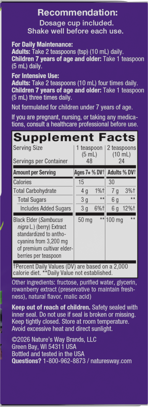 <{%360IMAGE1_15332%}>Nature's Way® | Sambucus Traditional Elderberry Immune Syrup - right side of pack