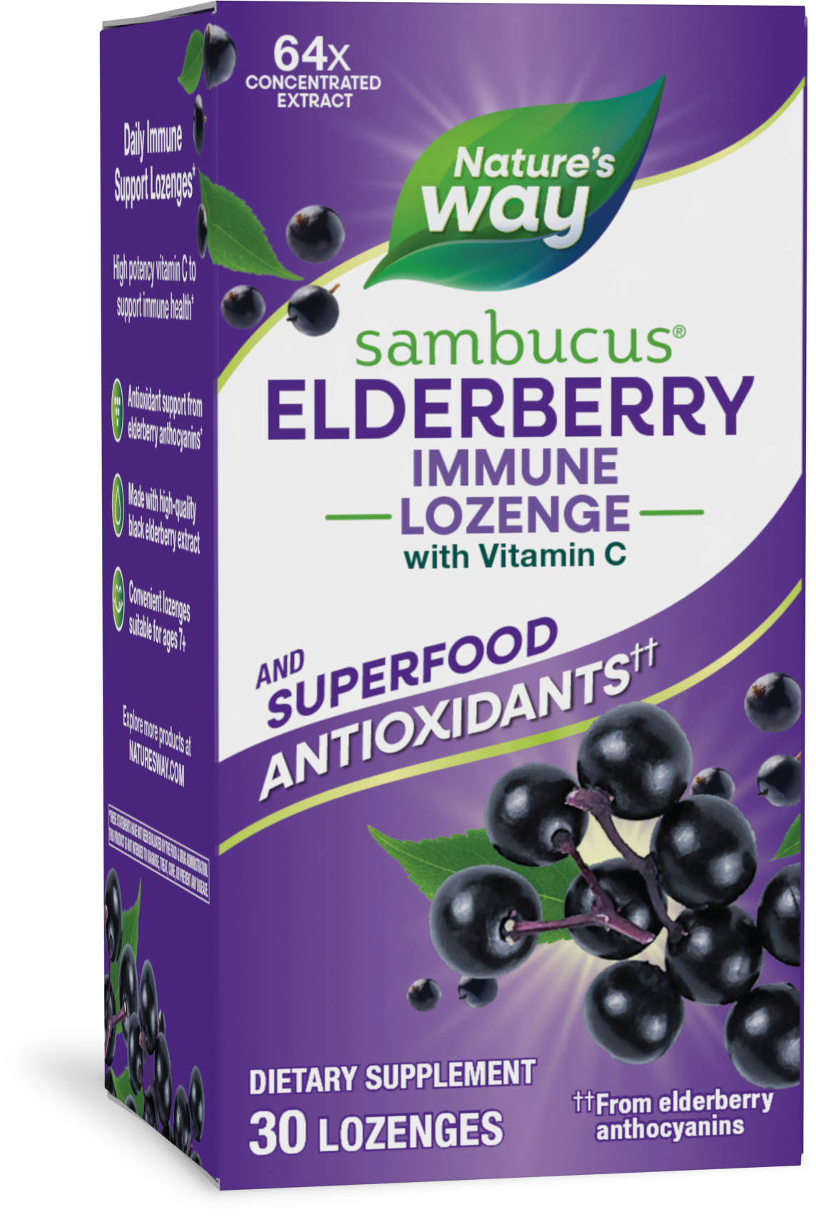 <{%PRIMARY_14001%}>Nature's Way® | Sambucus Elderberry Immune Lozenge, 30 lozenges, Elderberry