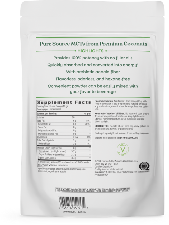 <{%360IMAGE1_15970%}>Nature's Way® | Organic MCT Oil Powder - back of pack