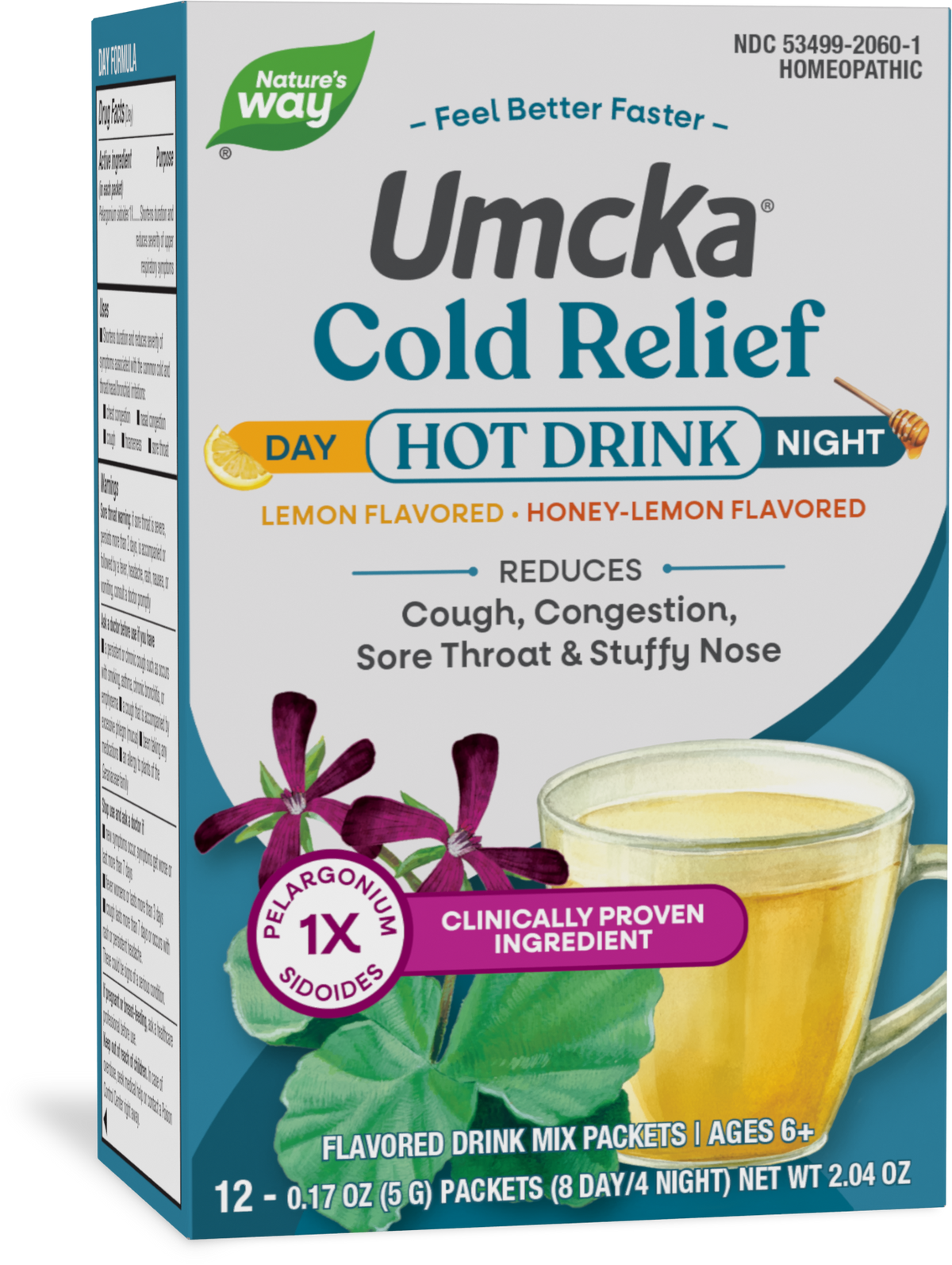 <{%PRIMARY_10601%}>Nature's Way® | Umcka Cold Relief Hot Drink, 12 drink mixes, Lemon Citrus & Honey Lemon