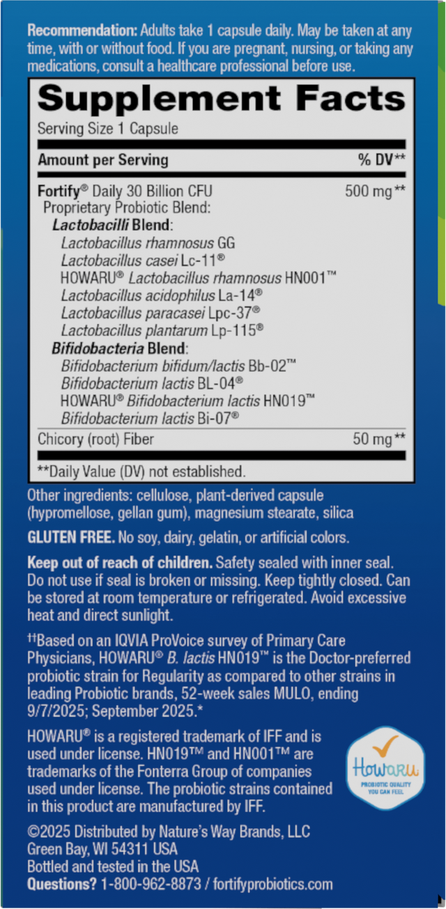 <{%360IMAGE1_10294%}>Nature's Way® | Fortify 30 Billion Daily Probiotic - right side of pack