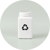 <{%ATTRIBUTE3_15310%}>A white square bottle with a black universal recycling symbol on the front.