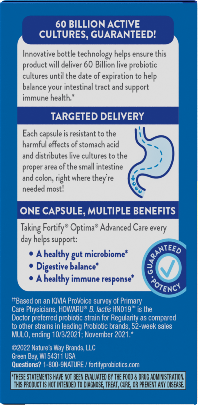 <{%MAIN3_15783%}>Nature's Way® | Fortify® Optima® Advanced Care 60 Billion Probiotic + Prebiotics