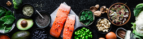 Foods that have high protein content like salmon, avocados, chia seeds, etc.