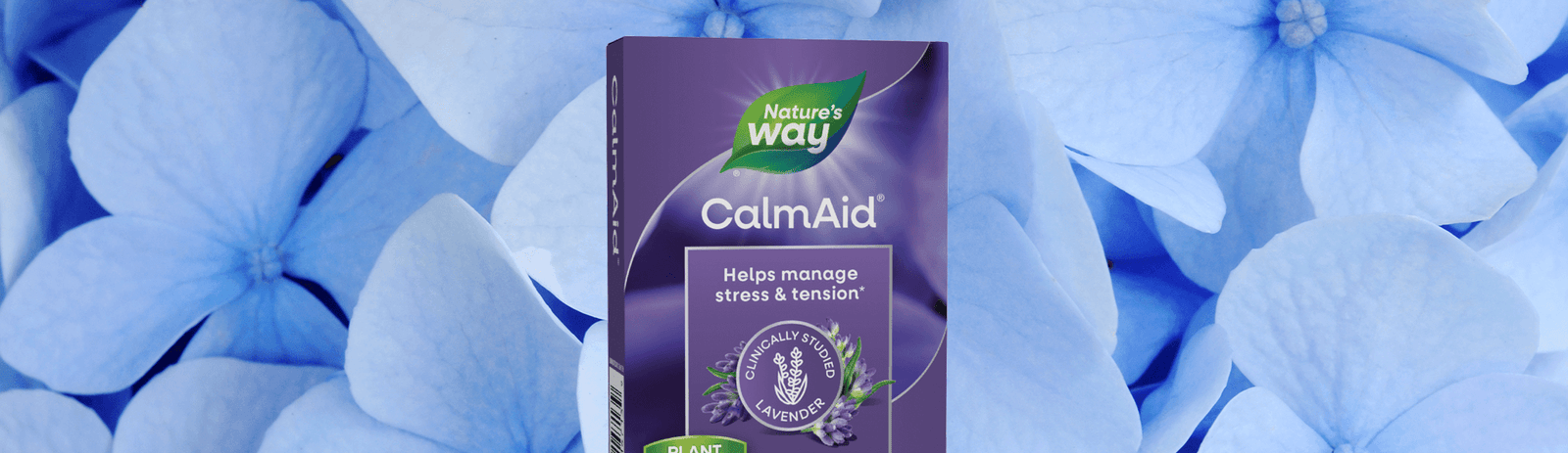 Nature's Way CalmAid on blue floral background