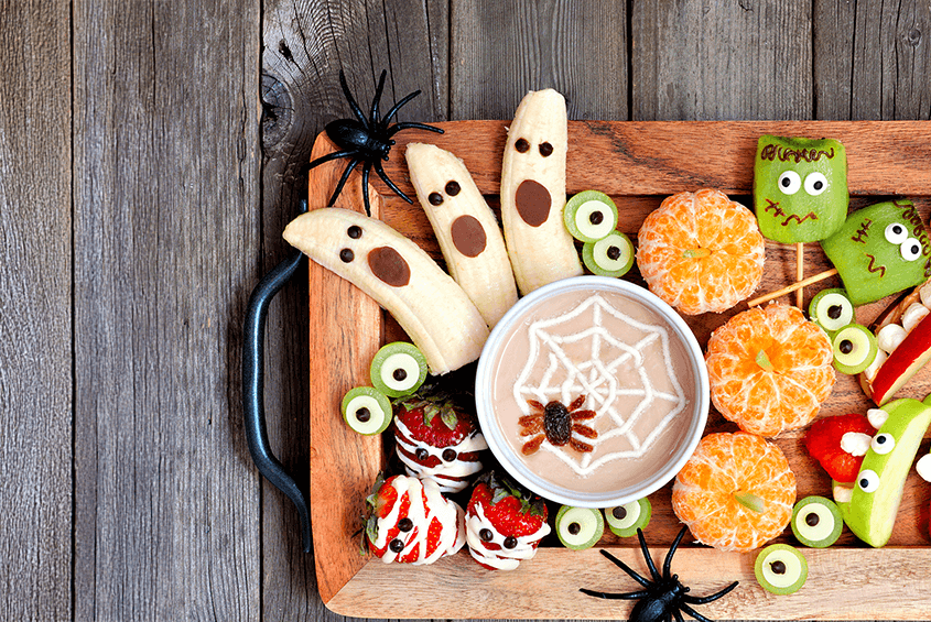 Collection of healthy halloween treats.