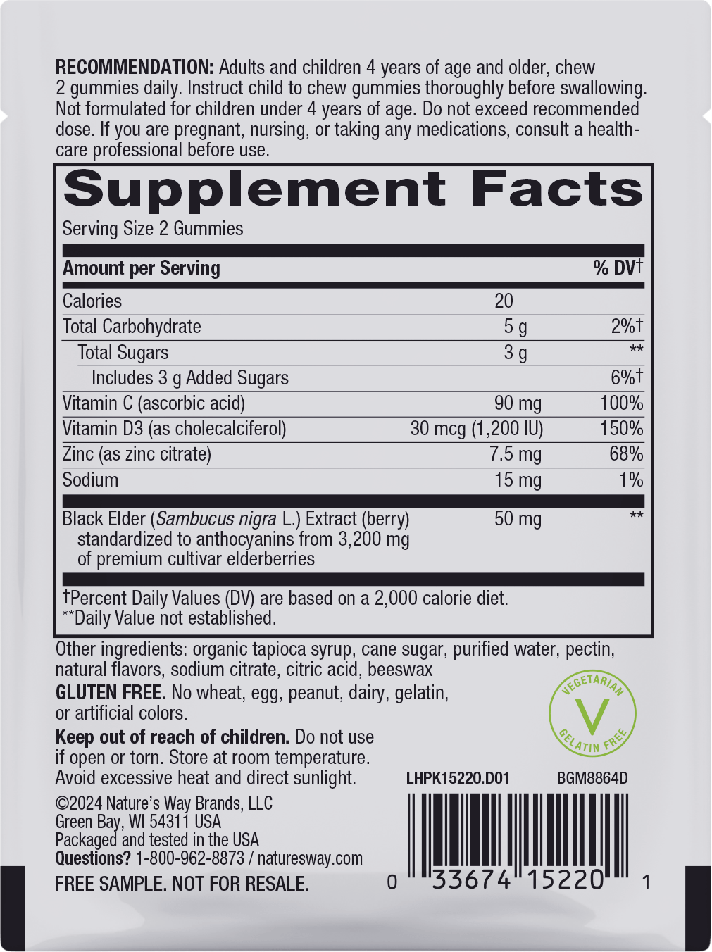 Sambucus Elderberry Immune Gummy - Sample