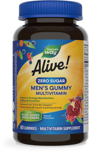 Nature's Way® | Alive! Zero Sugar Men's Gummy Multivitamin, 80 gummies, Peach Sku:15205