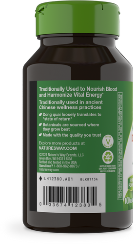 Nature's Way® | Dong Quai Root - left side of pack Sku:12380