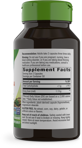 Nature's Way® | Dong Quai Root - right side of pack Sku:12380