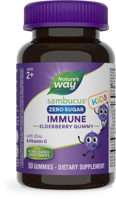 <{%PRIMARY_15027%}>Nature's Way® | Sambucus Zero Sugar Immune Gummies for Kids, 50 gummies, Elderberry