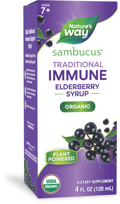 <{%PRIMARY_15796%}>Nature's Way® | Sambucus Traditional Immune Elderberry Syrup, 4 fl oz (120 ml), Berry