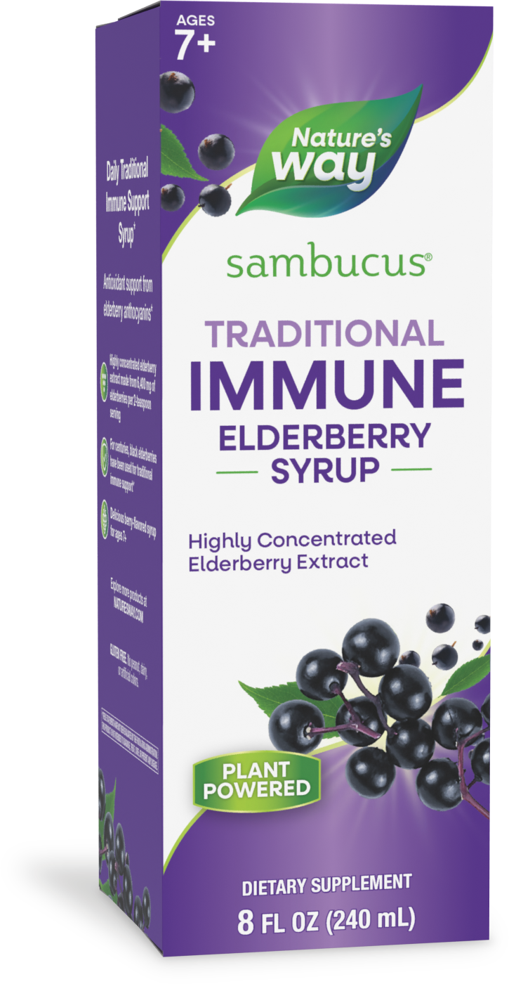 <{%PRIMARY_15332%}>Nature's Way® | Sambucus Traditional Immune Elderberry Syrup, 8 fl oz (240 ml), Elderberry
