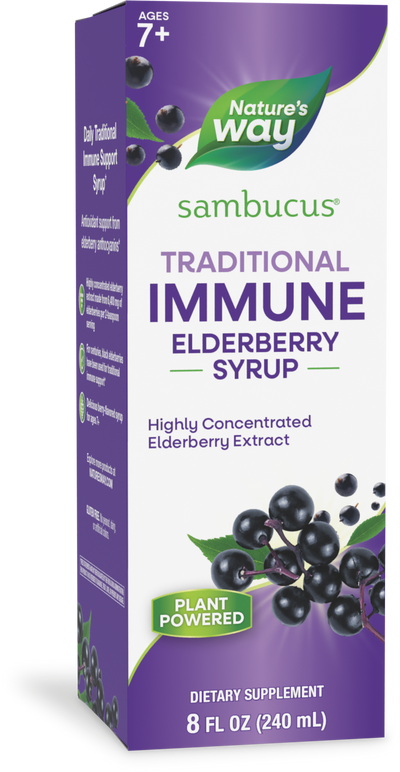 <{%PRIMARY_15332%}>Nature's Way® | Sambucus Traditional Immune Elderberry Syrup, 8 fl oz (240 ml), Elderberry