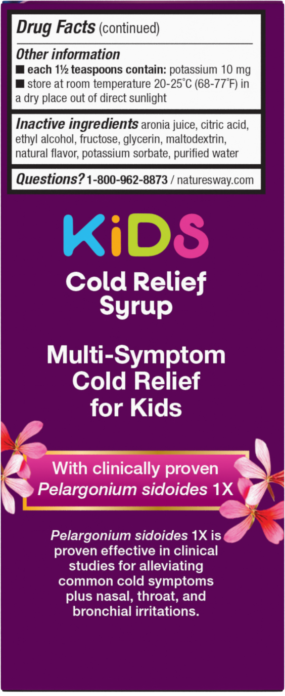 <{%MAIN3_60165%}>Nature's Way® | Kids Cold Relief Syrup - back of pack