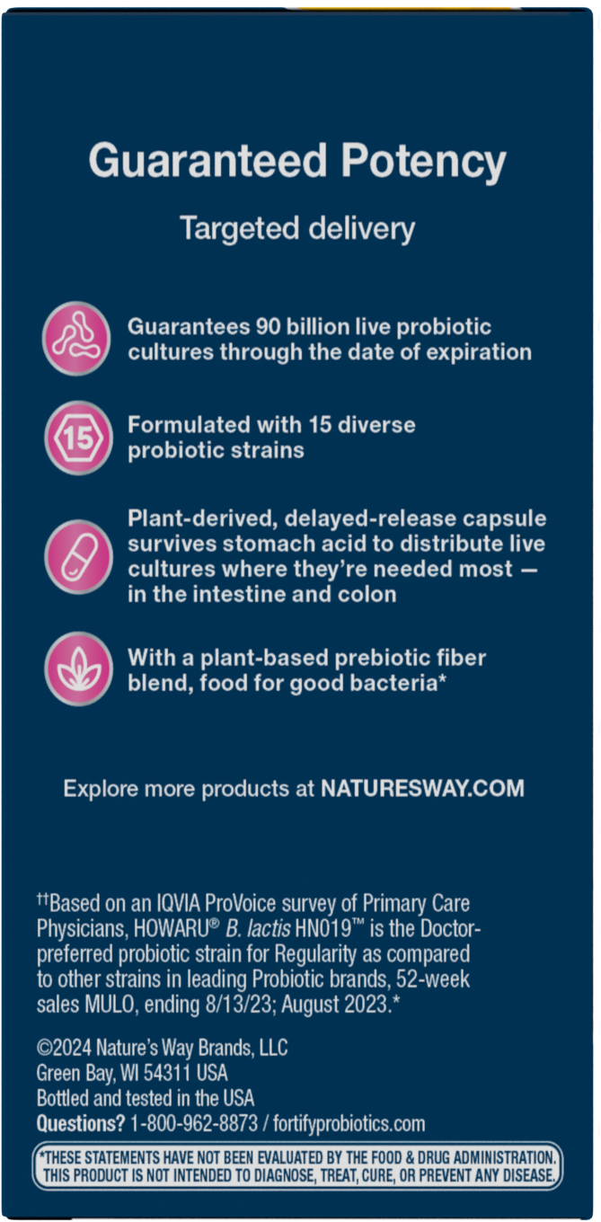<{%MAIN4_15859%}>Nature's Way® | Fortify Optima Women's Advanced Care 90 Billion Probiotic - left side of pack