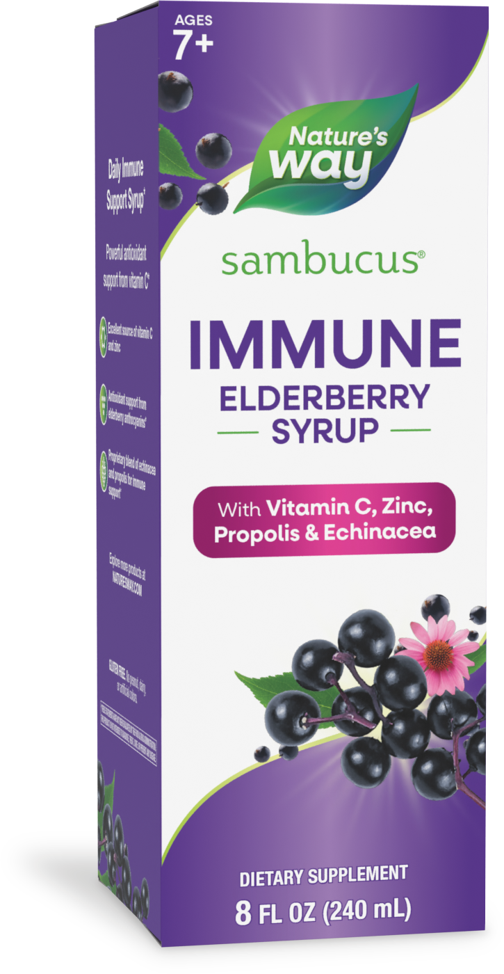 <{%PRIMARY_15333%}>Nature's Way® | Sambucus Immune Elderberry Syrup, 8 fl oz (240 ml), Elderberry