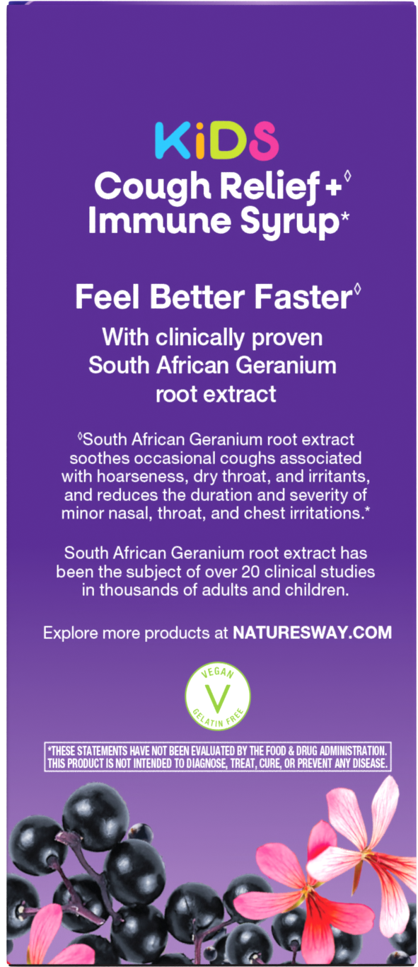 <{%MAIN3_13671%}>Nature's Way® | Sambucus Kids Cough Relief + Immune Syrup - back of pack