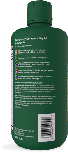 Nature's Way® | Alive! Max Potency Complete Liquid Multivitamin - left side of pack Sku:15395