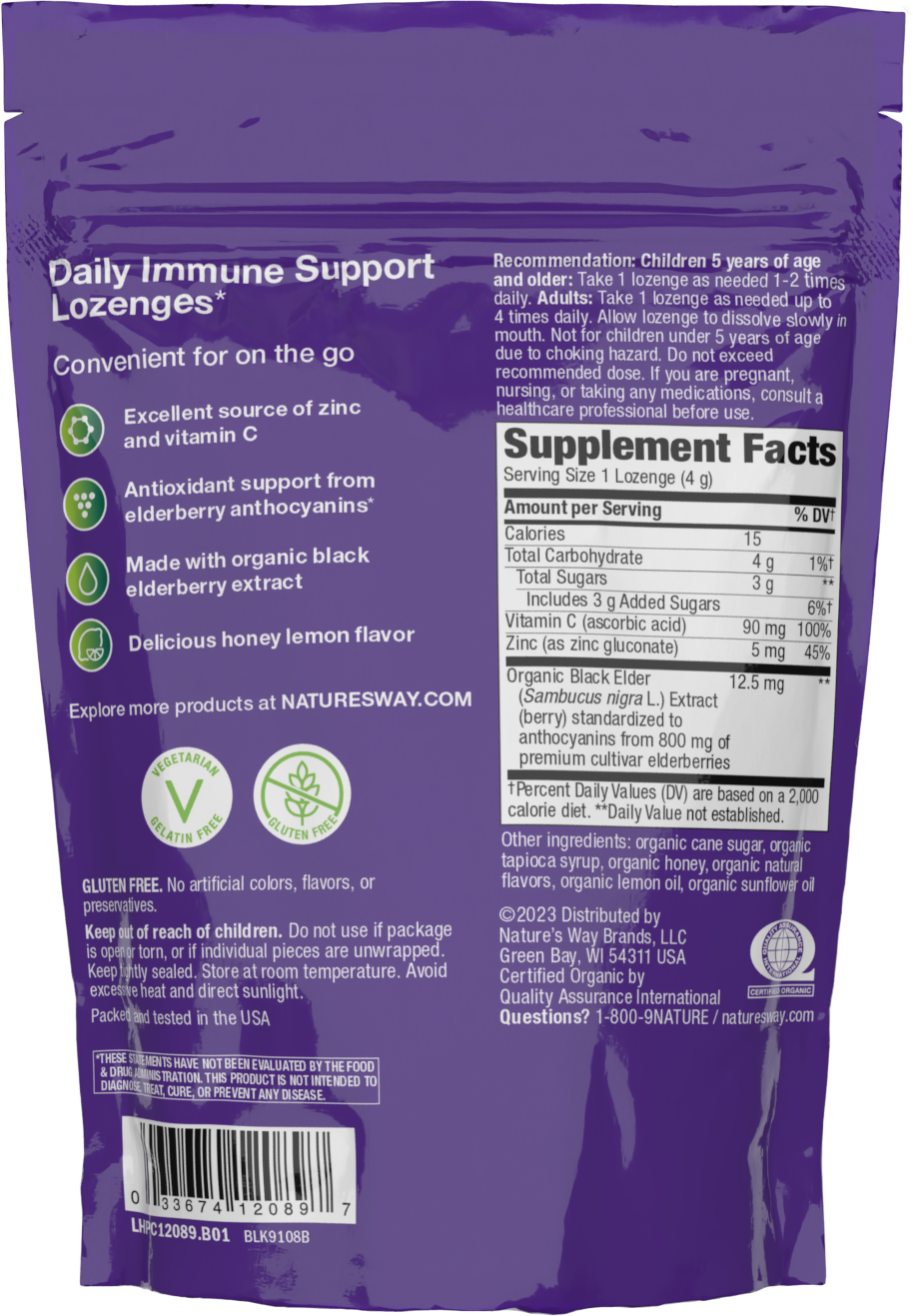 <{%MAIN9_12089%}>Nature's Way® | Sambucus Immune Lozenges - back of pack