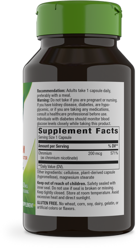 Nature's Way® | GTF Chromium Glucose Tolerance Factor - right side of pack Sku:41021