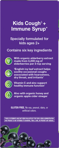 Nature's Way® | Sambucus Kids Cough + Immune Elderberry Syrup - left side of pack Sku:13315