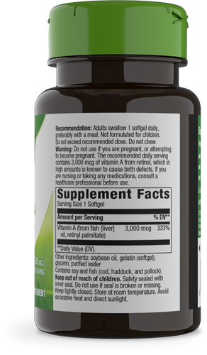 Nature's Way® | Vitamin A - right side of pack Sku:40110