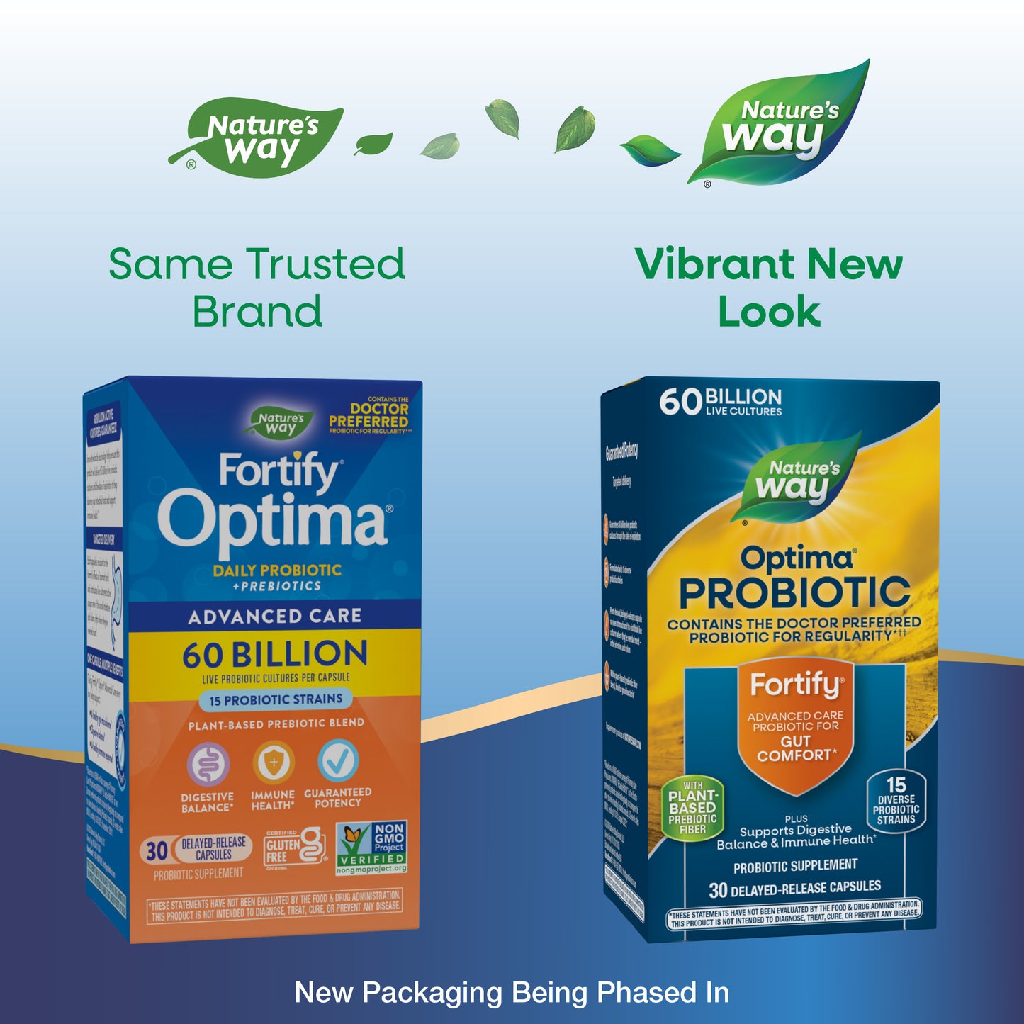<{%MAIN1_15783%}>Nature's Way® | Fortify Optima Advanced Care 60 Billion Probiotic - package updates old to new