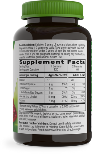Nature's Way® | Zinc Gummies - right side of pack Sku:13701