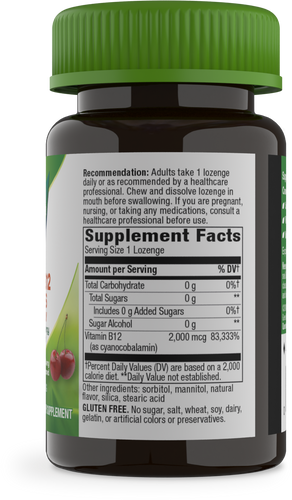 Nature's Way® | Vitamin B12 Lozenges High Potency - right side of pack Sku:40440