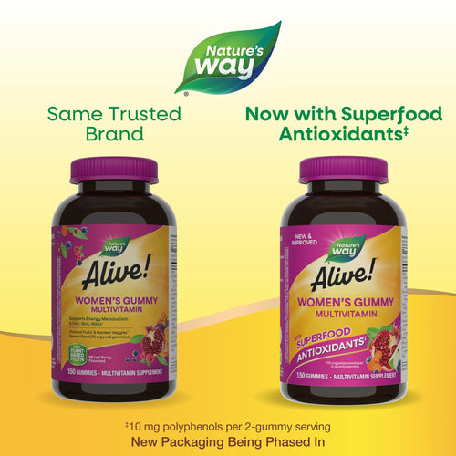 Nature's Way® | Alive! Women's Gummy Multivitamin - package updates old to new Sku:14069
