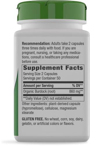 Nature's Way® | Burdock Root - right side of pack Sku:11200