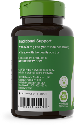 Nature's Way® | Red Yeast Rice - left side of pack Sku:15540