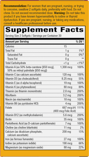 Nature's Way® | Alive! Premium Prenatal Multivitamin - right side of pack Sku:11209