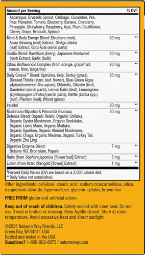 Nature's Way® | Alive! Men's 50+ Ultra Multivitamin - back of pack Sku:15691