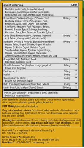 Nature's Way® | Alive! Max3 Potency Adult Complete Multivitamin - back of pack Sku:14927