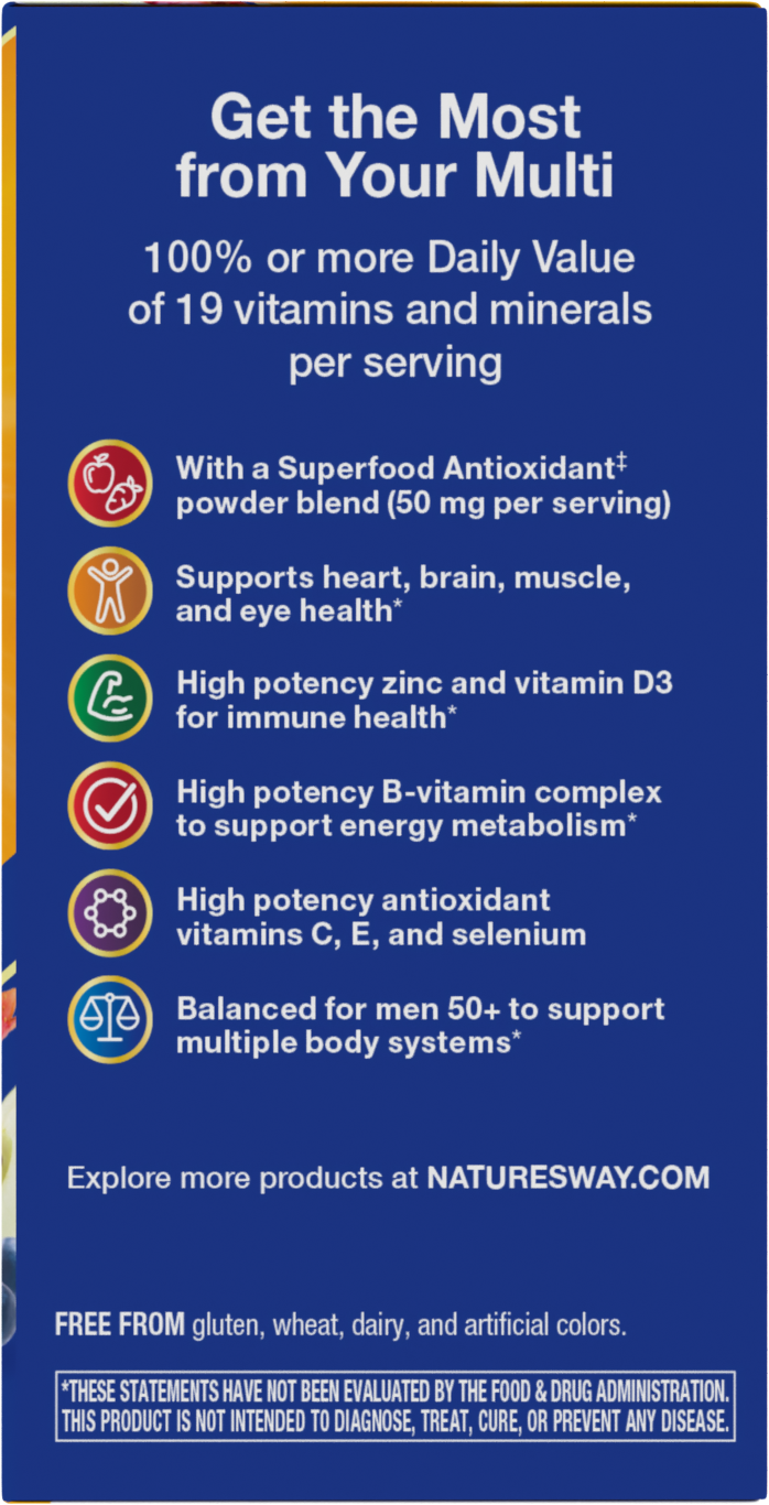 <{%MAIN3_13661%}>Nature's Way® | Alive! Men's 50+ Complete Multivitamin - right side of pack