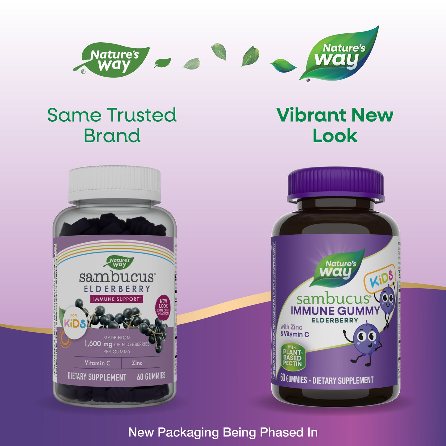 <{%MAIN9_12285%}>Nature's Way® | Sambucus Kids Immune Gummies - package updates old to new