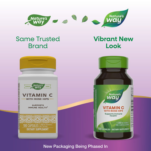 Nature's Way® | Vitamin C with Rose Hips - package updates old to new Sku:40310