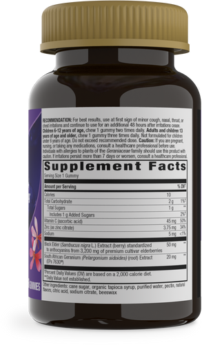 Nature's Way® | Sambucus Cough Relief + Immune Gummy - right side of pack Sku:13610