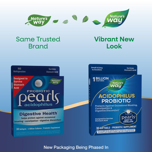 Nature's Way® | Probiotic Pearls Acidophilus - package updates old to new Sku:04293