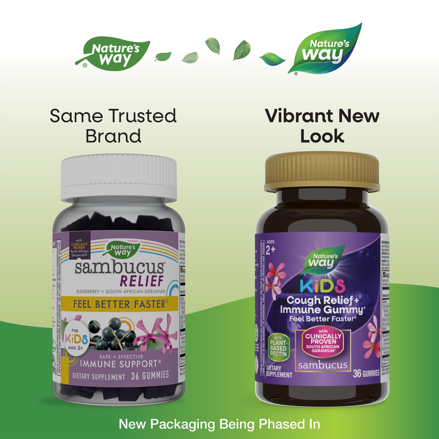 <{%MAIN1_13676%}>Nature's Way® | Sambucus Kids Cough Relief + Immune Gummies - package updates old to new