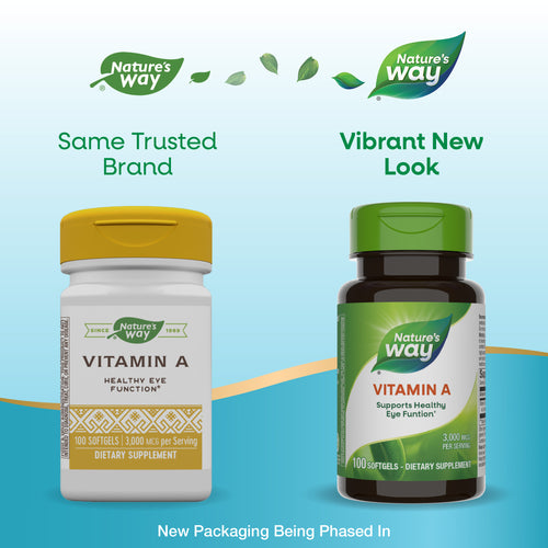 Nature's Way® | Vitamin A - package updates old to new Sku:40110