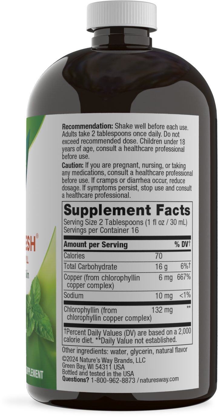 <{%MAIN9_3501%}>Nature's Way® | Chlorofresh Liquid Chlorophyll - right side of pack