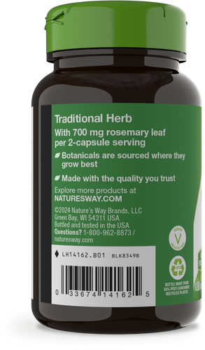 Nature's Way® | Rosemary Leaf - left side of pack Sku:14162
