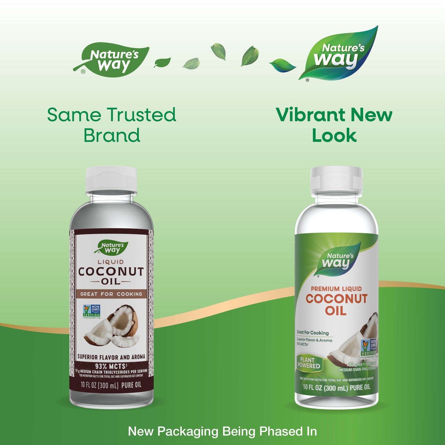 <{%MAIN1_15857%}>Nature's Way® | Liquid Coconut Oil - package updates old to new