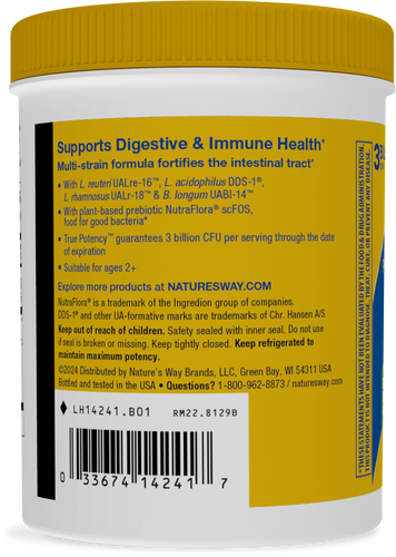 Nature's Way® | Primadophilus Reuteri Probiotic Powder - left side of pack Sku:14241